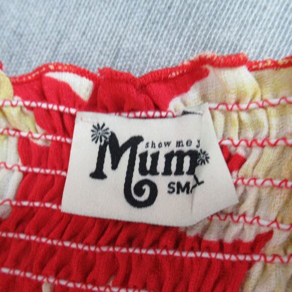 Show Me Your Mumu Dress Womens Small Red Floral Dolly Smocked Tropical Beachy - Picture 2 of 9